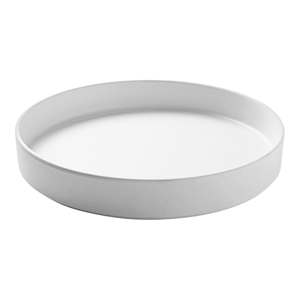 Cal-Mil Hudson 10" White Raised Rim Melamine Plate - 6/Case