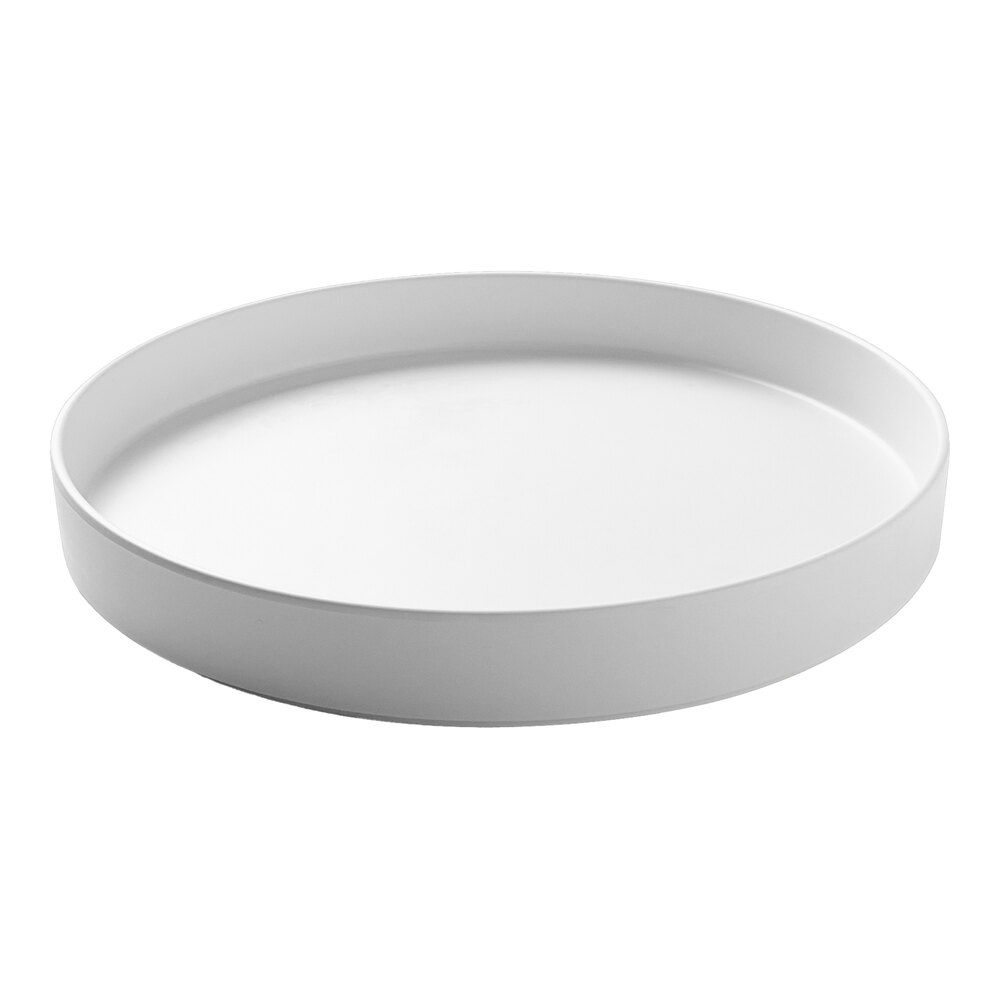 Cal-Mil Hudson 12" White Raised Rim Melamine Plate - 6/Case