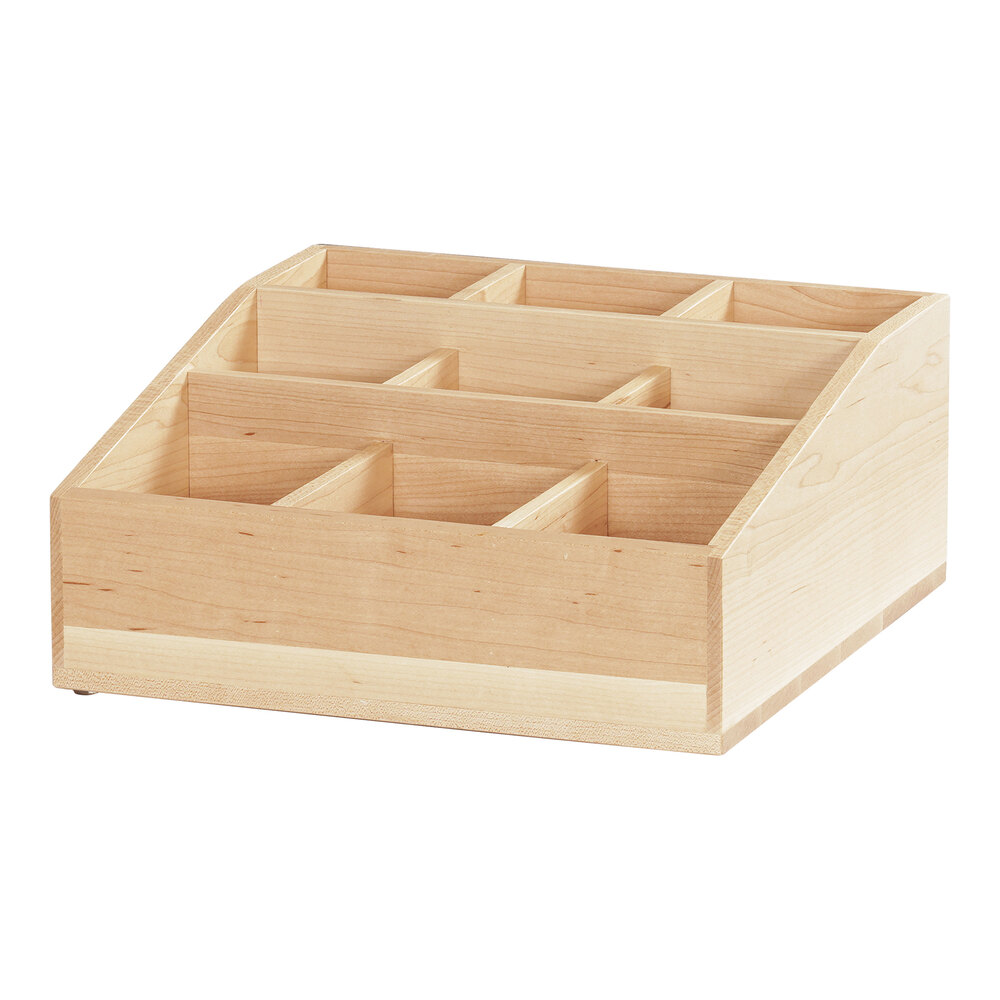 Cal-Mil Blonde 12" x 12" x 5 1/2" 9-Compartment Maple Condiment Organizer