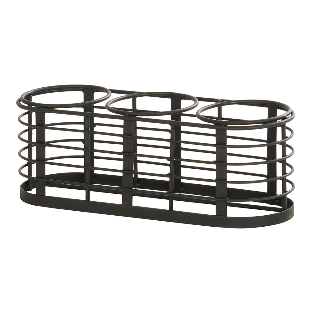 Cal-Mil Madison 16" x 9 1/4" x 6" Black Wire 3-Cylinder Condiment Display