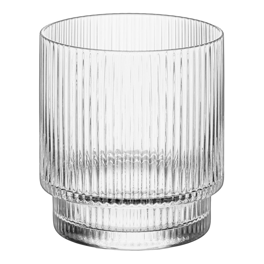 Acopa Lore 3 1/2" Clear Glass Ribbed Tealight / Votive Holder - Sample
