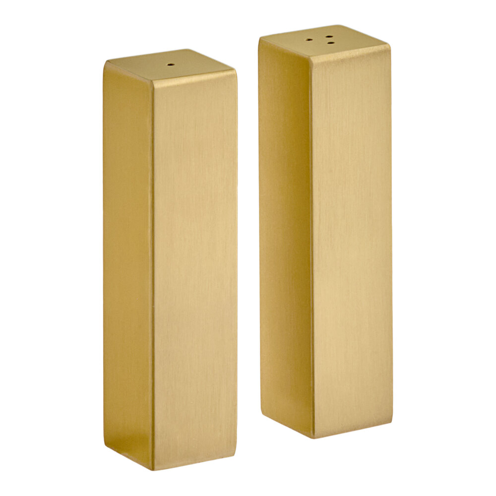 American Metalcraft SPDG33 2 oz. Gold Stainless Steel Rectangular Salt and Pepper Shaker Set - 12/Case