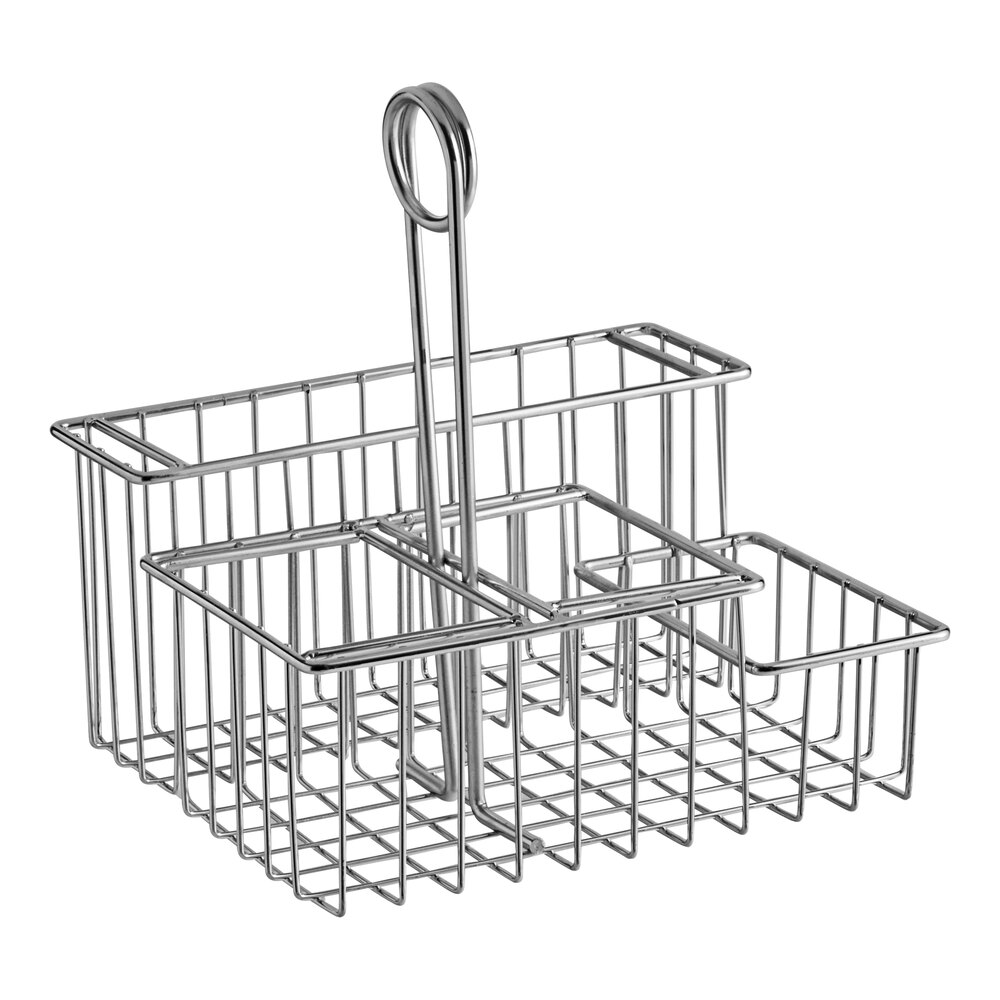 Clipper Mill by G.E.T. 4-21699 8" x 6 3/4" Chrome Metal 4-Compartment Condiment Caddy