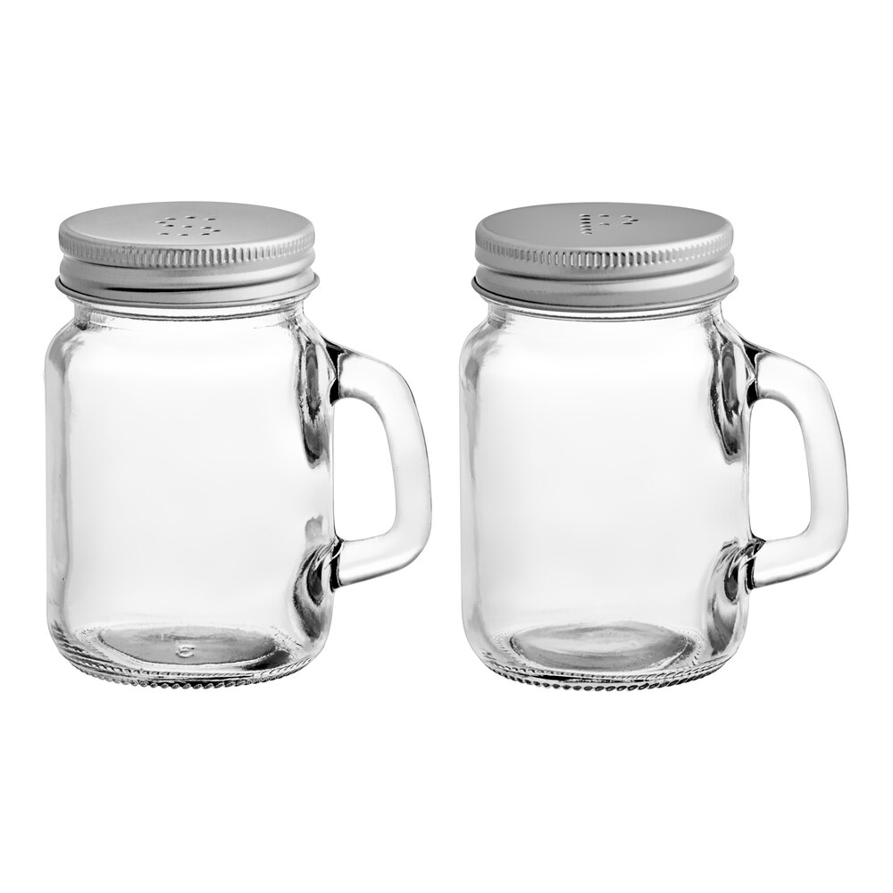 American Metalcraft MSP4 4 oz. Mason Jar Salt and Pepper Shaker Set - 12/Case