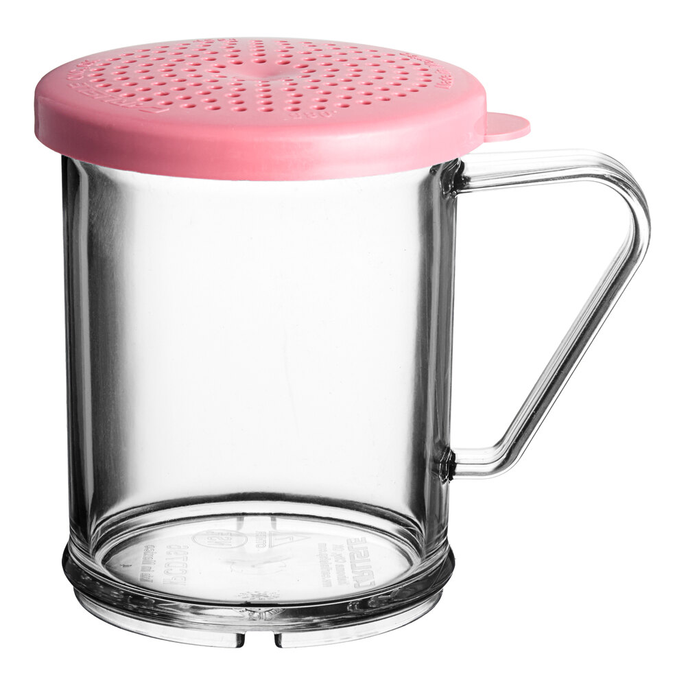 Carlisle 4250S55 8 oz. Polycarbonate Shaker / Dredge with Rose Lid for Medium Ground Product