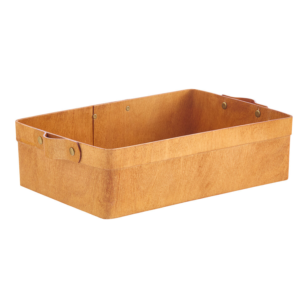 American Metalcraft PWRB12 7 1/4" x 12 3/8" Rectangular Poplar Wood Basket