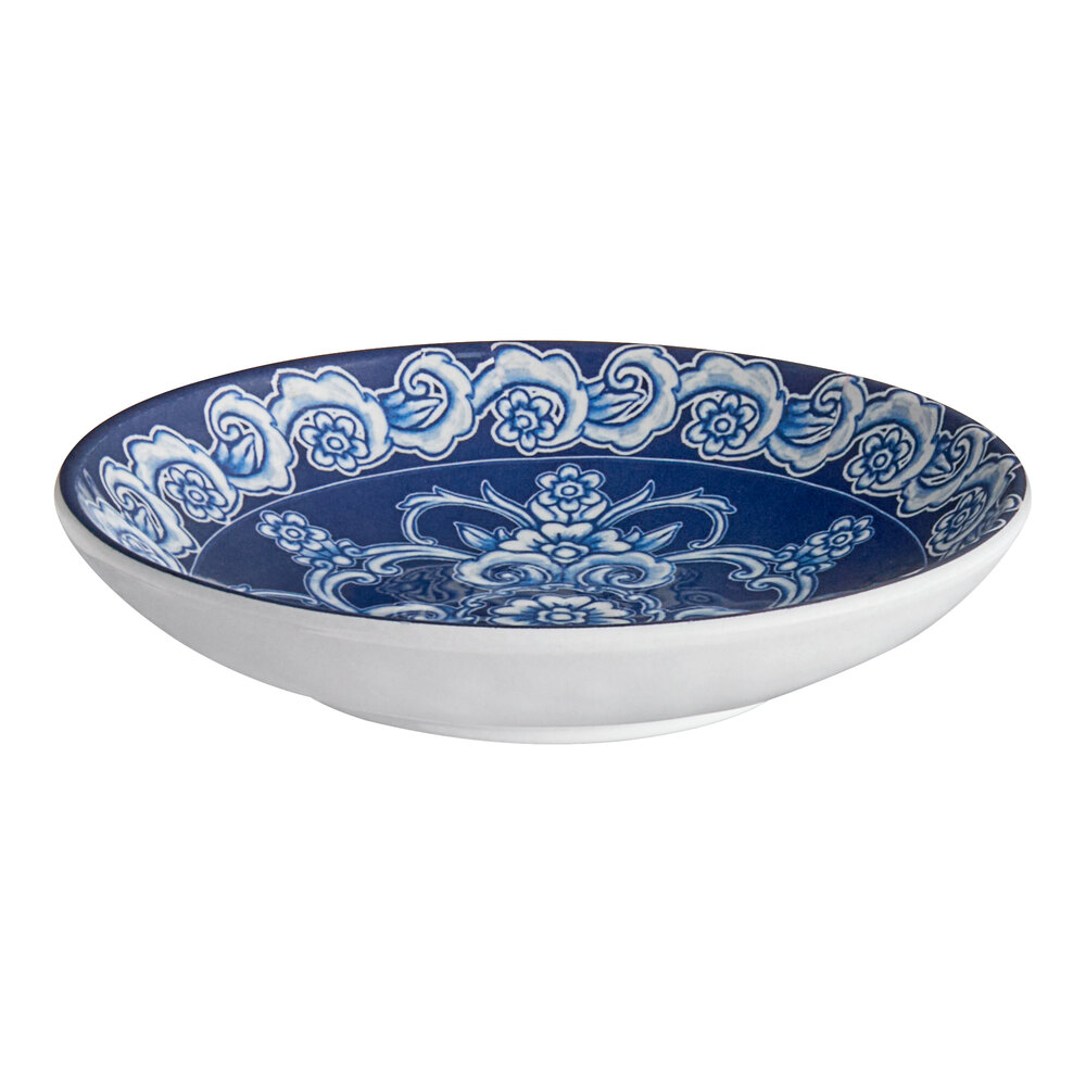 American Metalcraft BLUP5 Isabella 6 oz. Round Blue / White Floral Melamine Coupe Bowl
