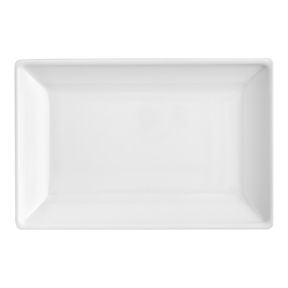 American Metalcraft 6 5/8" x 4 3/8" Rectangular White Mini Melamine Plate