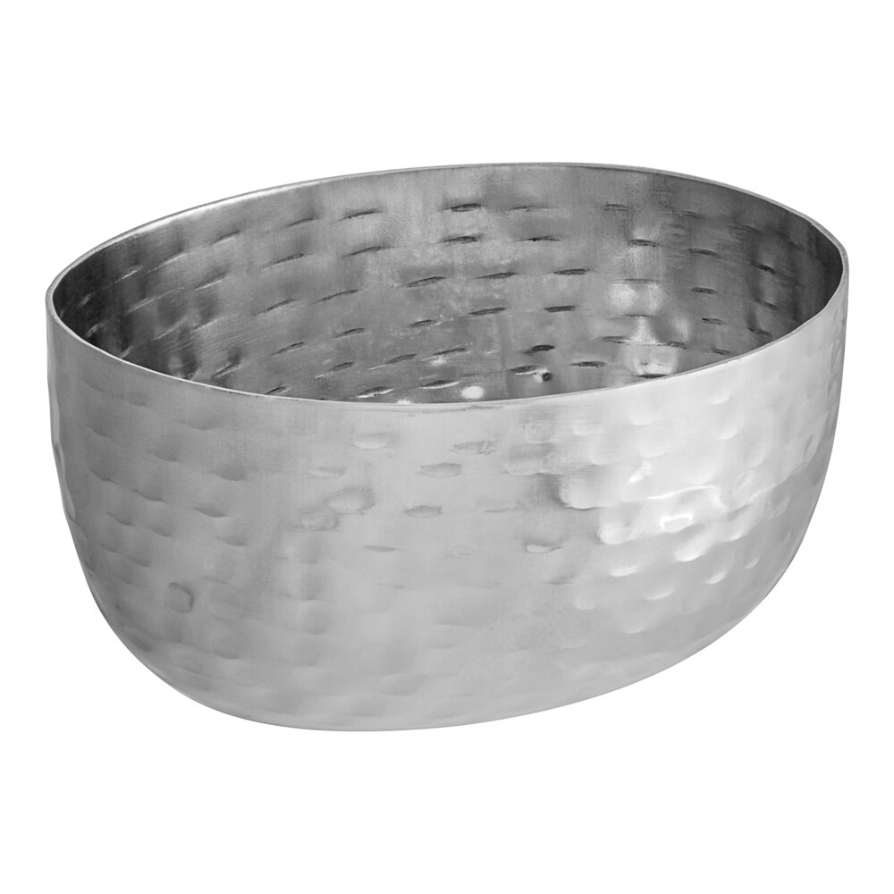 American Metalcraft HS4 4 oz. Oval Hammered Stainless Steel Sauce Cup - 4/Case