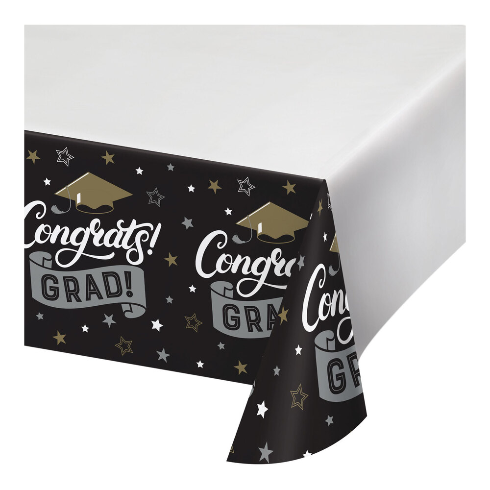 Creative Converting 54" x 96" Grad Glamor Paper Tablecloth - 12/Case