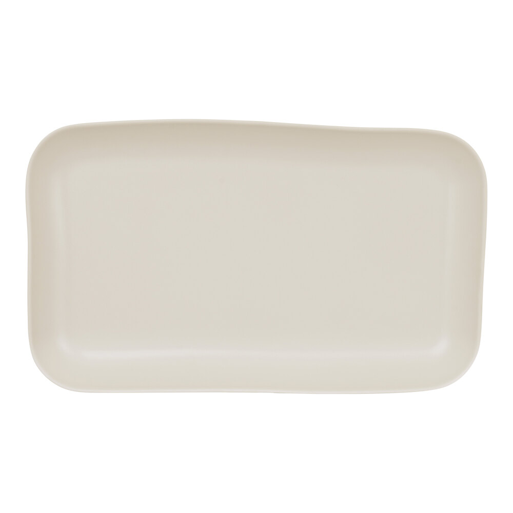 Cal-Mil Bali 19 1/2" x 12" Ivory Irregular Rectangular Melamine Platter - 6/Case