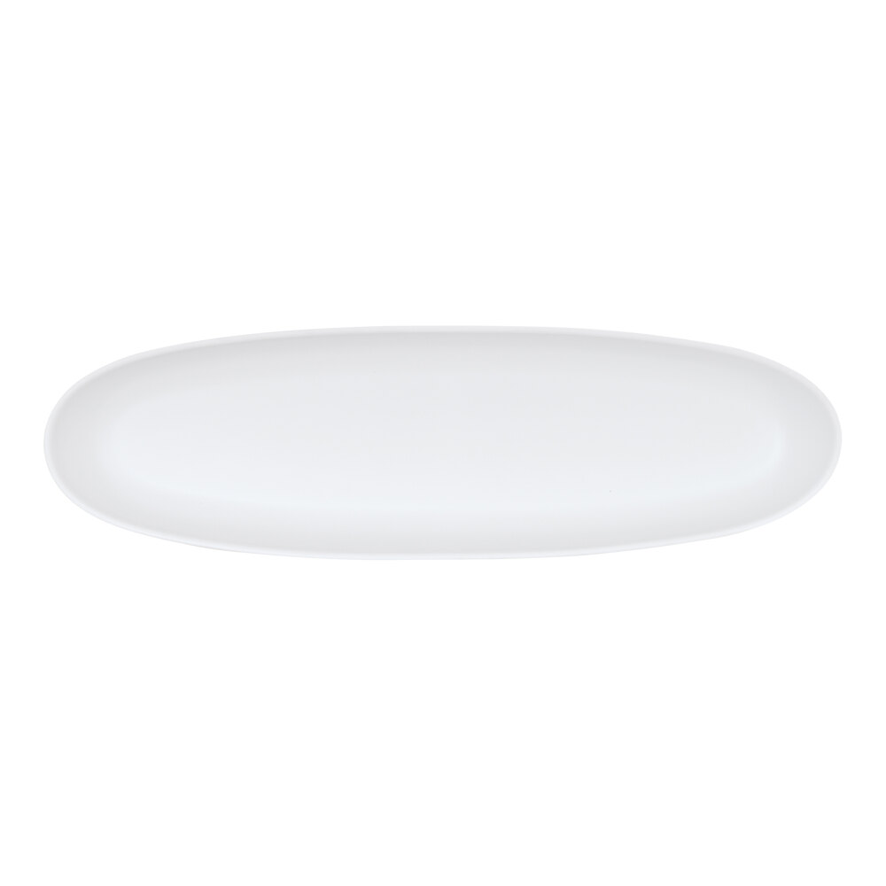 Cal-Mil Bali 20" x 6" White Irregular Oval Melamine Platter - 6/Case