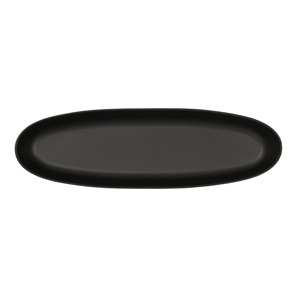 Cal-Mil Bali 20" x 6" Black Irregular Oval Melamine Platter - 6/Case