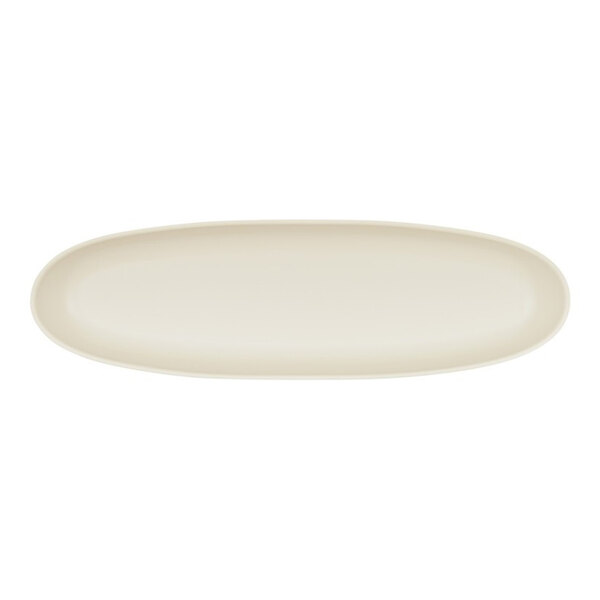 Cal-Mil Bali 20" x 6" Ivory Irregular Oval Melamine Platter - 6/Case