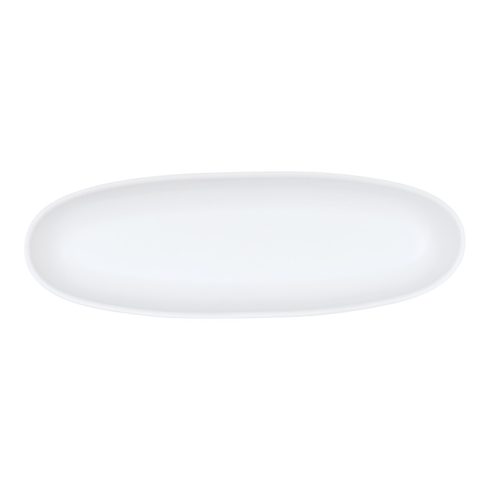Cal-Mil Bali 12" x 4" White Irregular Oval Melamine Platter - 6/Case