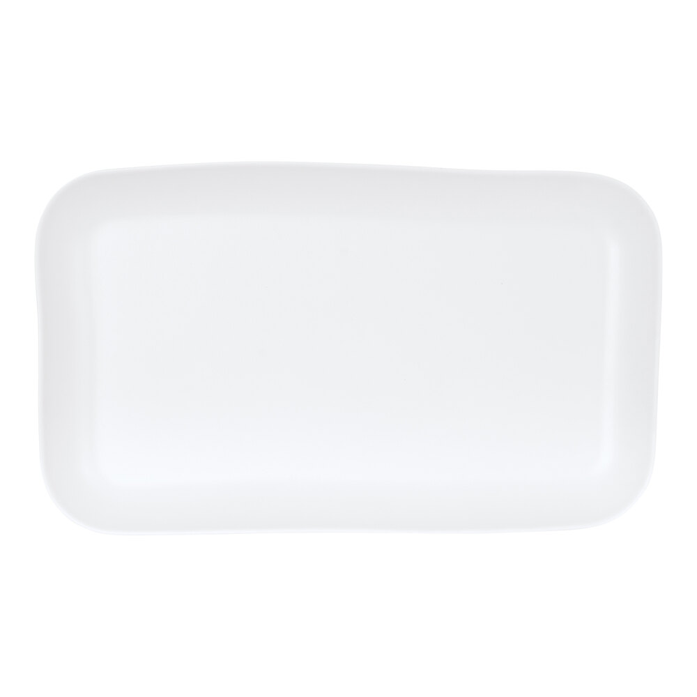 Cal-Mil Bali 19 1/2" x 12" White Irregular Rectangular Melamine Platter - 6/Case