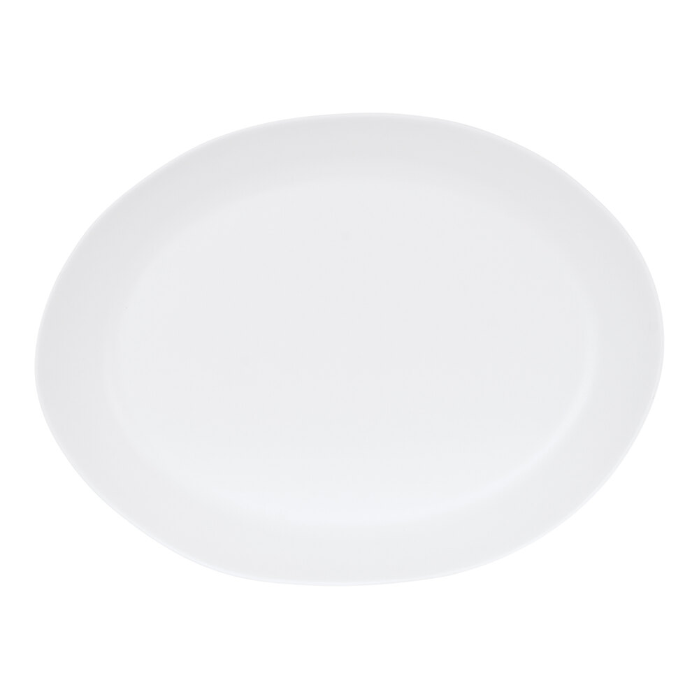Cal-Mil Bali 16" x 12" White Irregular Oval Melamine Platter - 6/Case