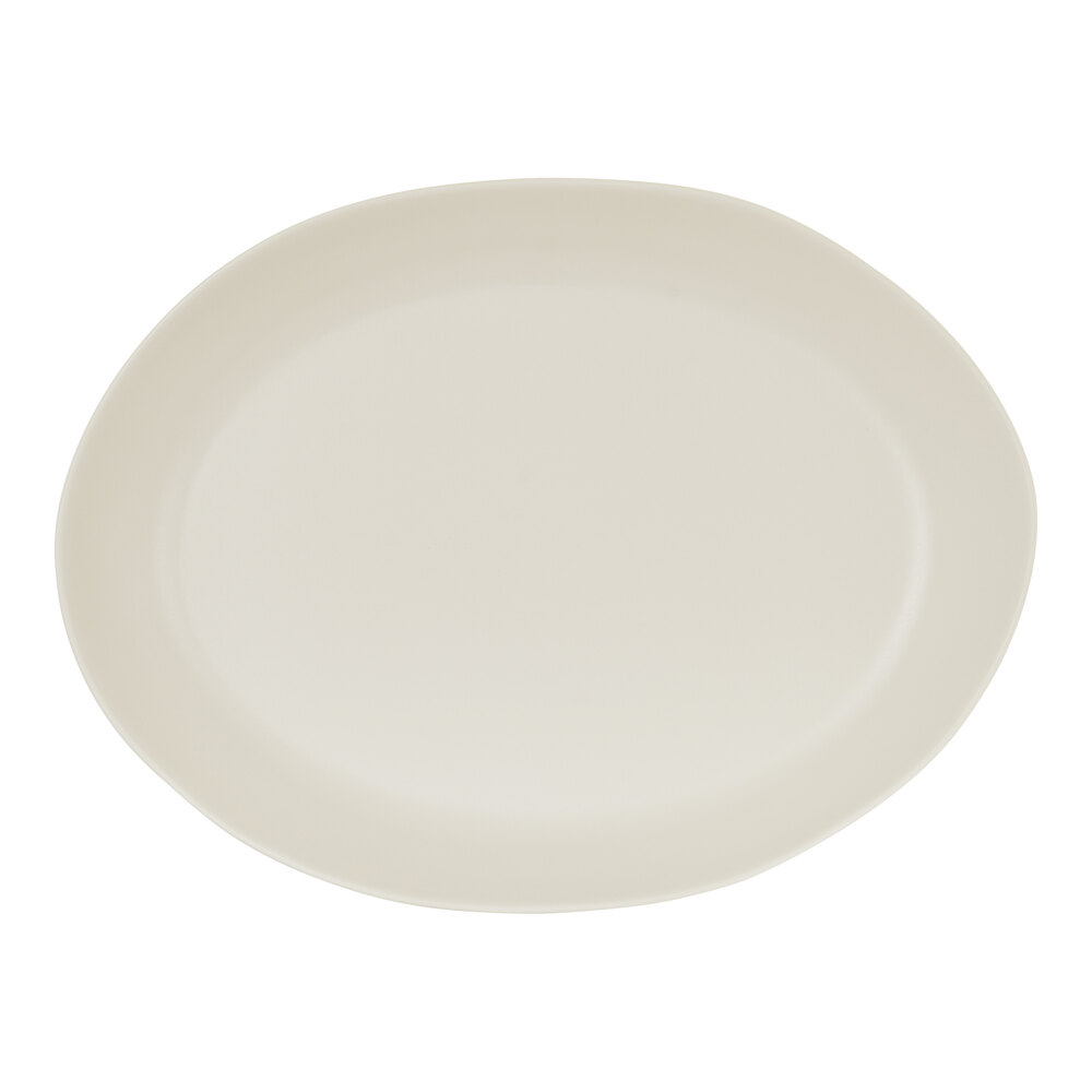 Cal-Mil Bali 16" x 12" Ivory Irregular Oval Melamine Platter - 6/Case