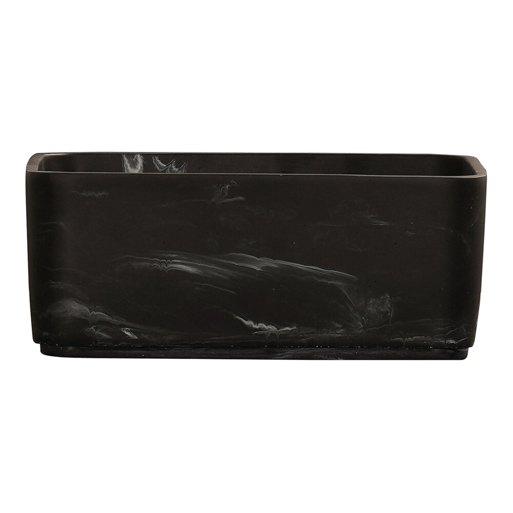 Cal-Mil 80 oz. Black Swirl Square Resin Bowl