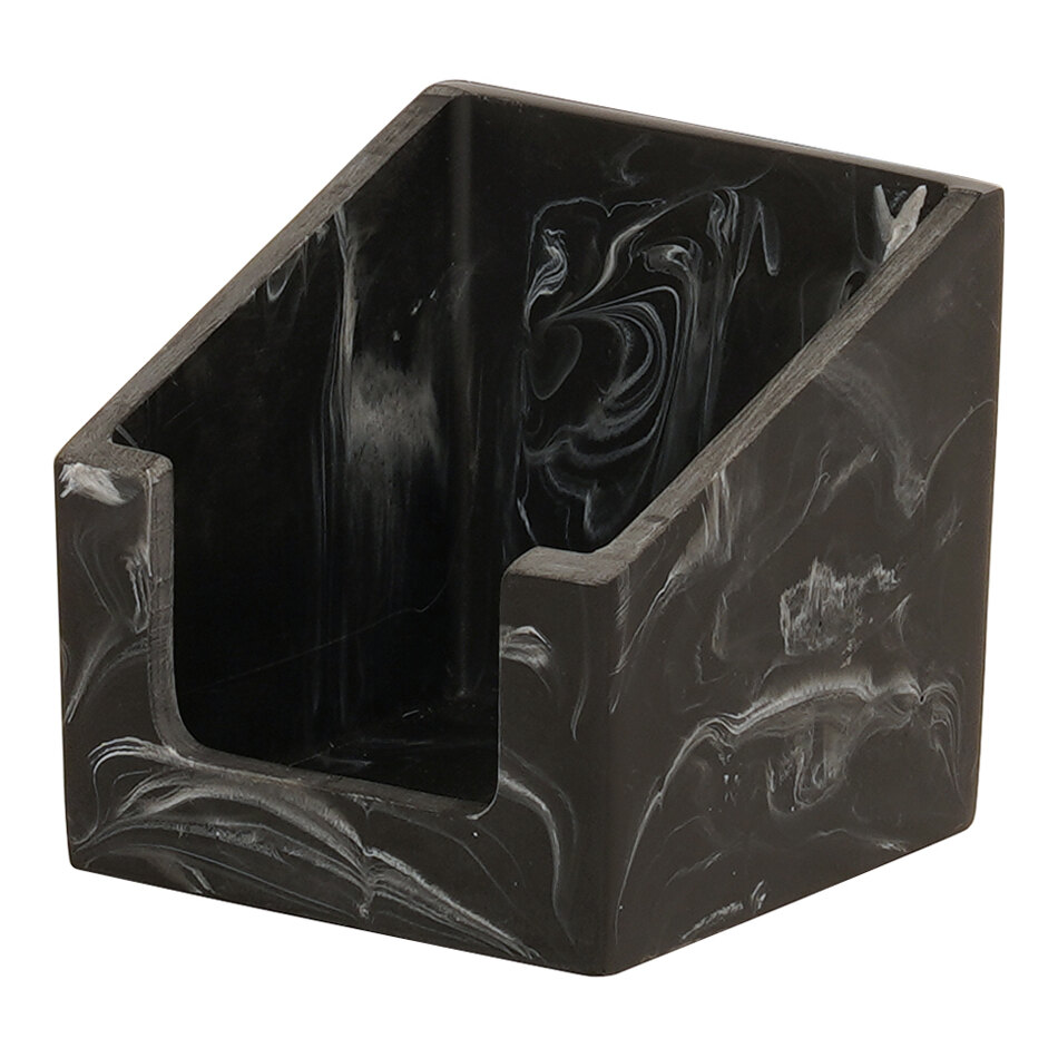 Cal-Mil 6 1/4" x 6 1/4" x 5 1/2" Black Swirl Square Resin Beverage Napkin Holder