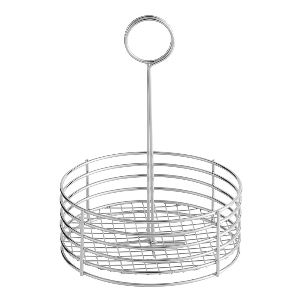 Clipper Mill by G.E.T. 4-81866 8 1/2" Stainless Steel Round Condiment Caddy with Card Holder