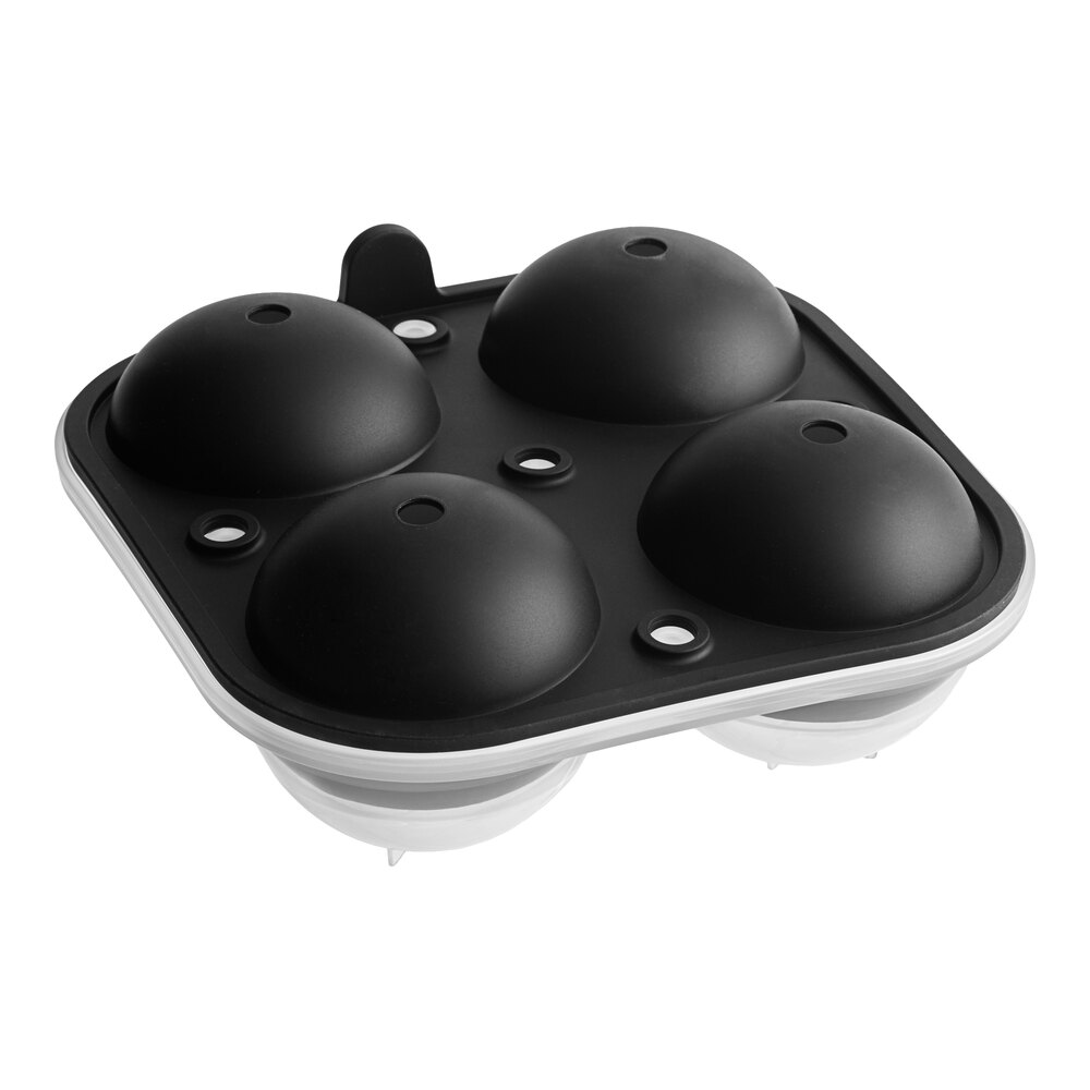 American Metalcraft SMSR4 Black Silicone 4 Compartment 2 1/2" Sphere Ice Mold with Lid