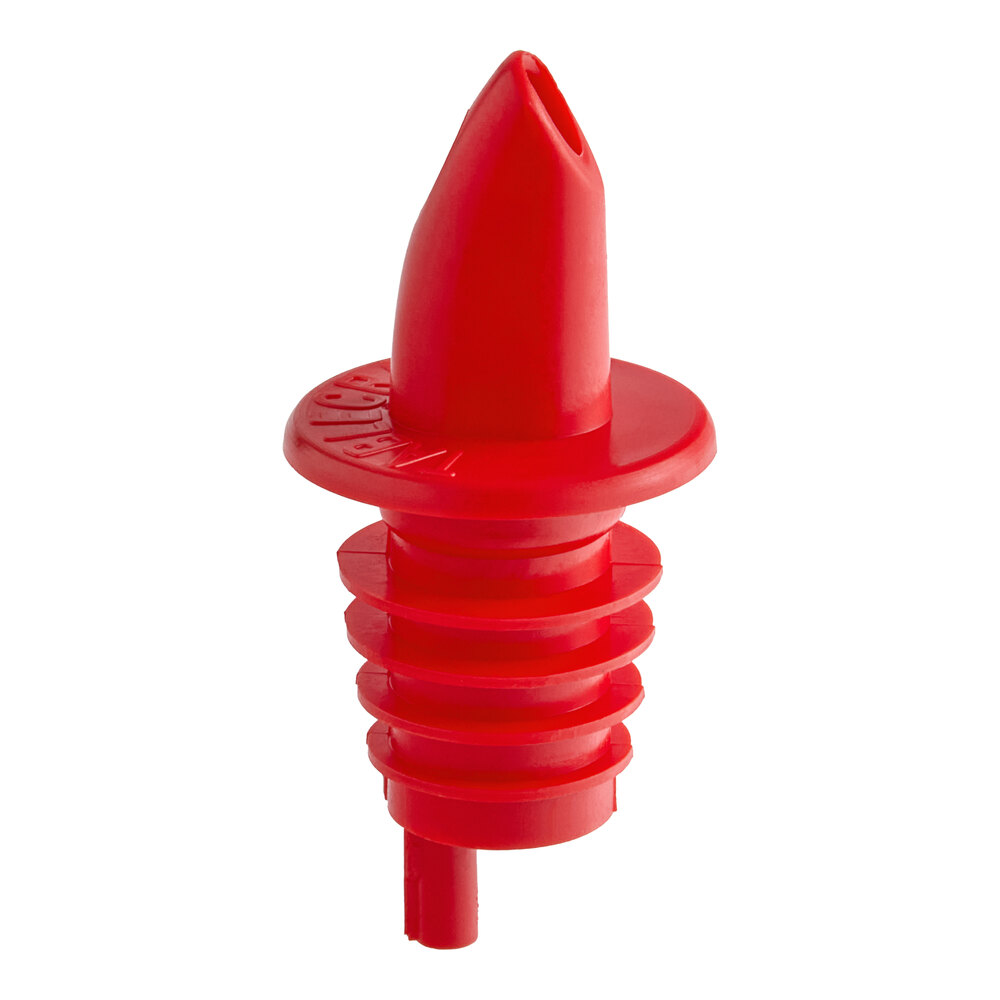 TableCraft Plastic Free Flow Red Liquor Pourer 35R - 12/Pack