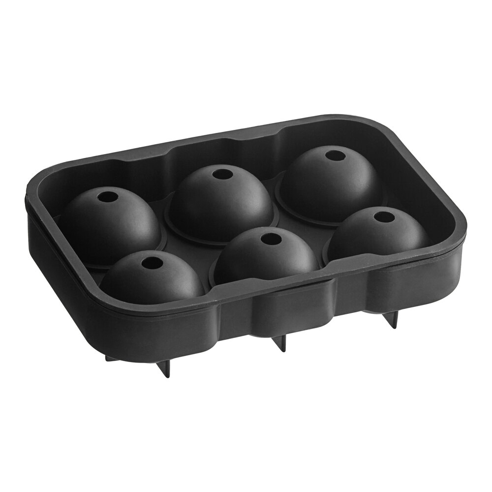 American Metalcraft SMSR8 Black Silicone 6 Compartment 1 1/2" Sphere Ice Mold with Lid
