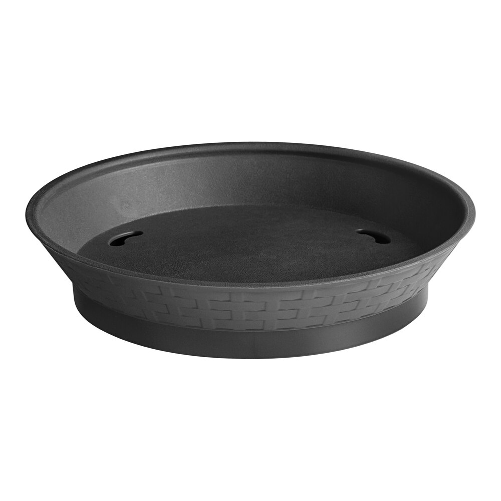 Choice 10 1/2" Round Black Plastic Platter / Fast Food Basket with Base - 12/Pack