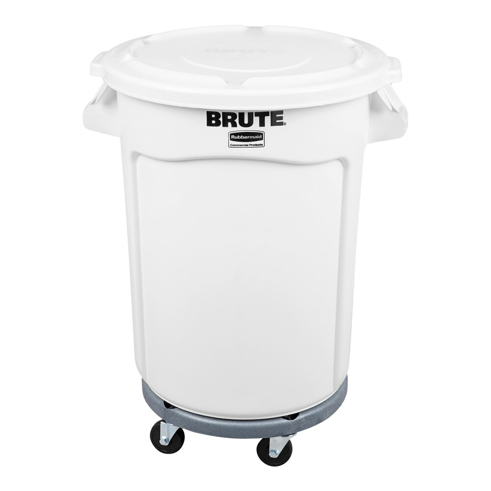 Rubbermaid® BRUTE 32 Gallon / 510 Cup White Round Mobile Ingredient Storage Bin with Lid