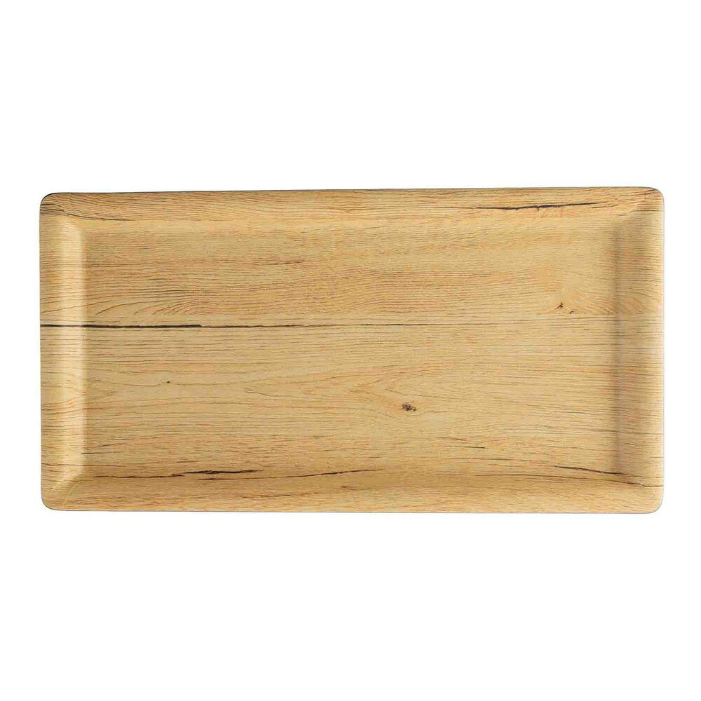 Tablecraft Timber Collection 11" x 5 3/4" Rectangular Faux Wood Melamine Serving Tray - 6/Case