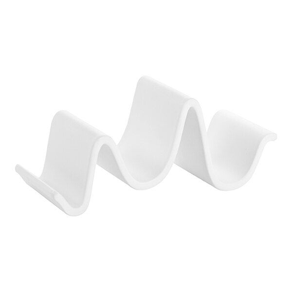 American Metalcraft Whimsical 7" x 2 7/8" x 2 7/8" White Melamine 2-Compartment Wavy Taco Stand - 12/Case
