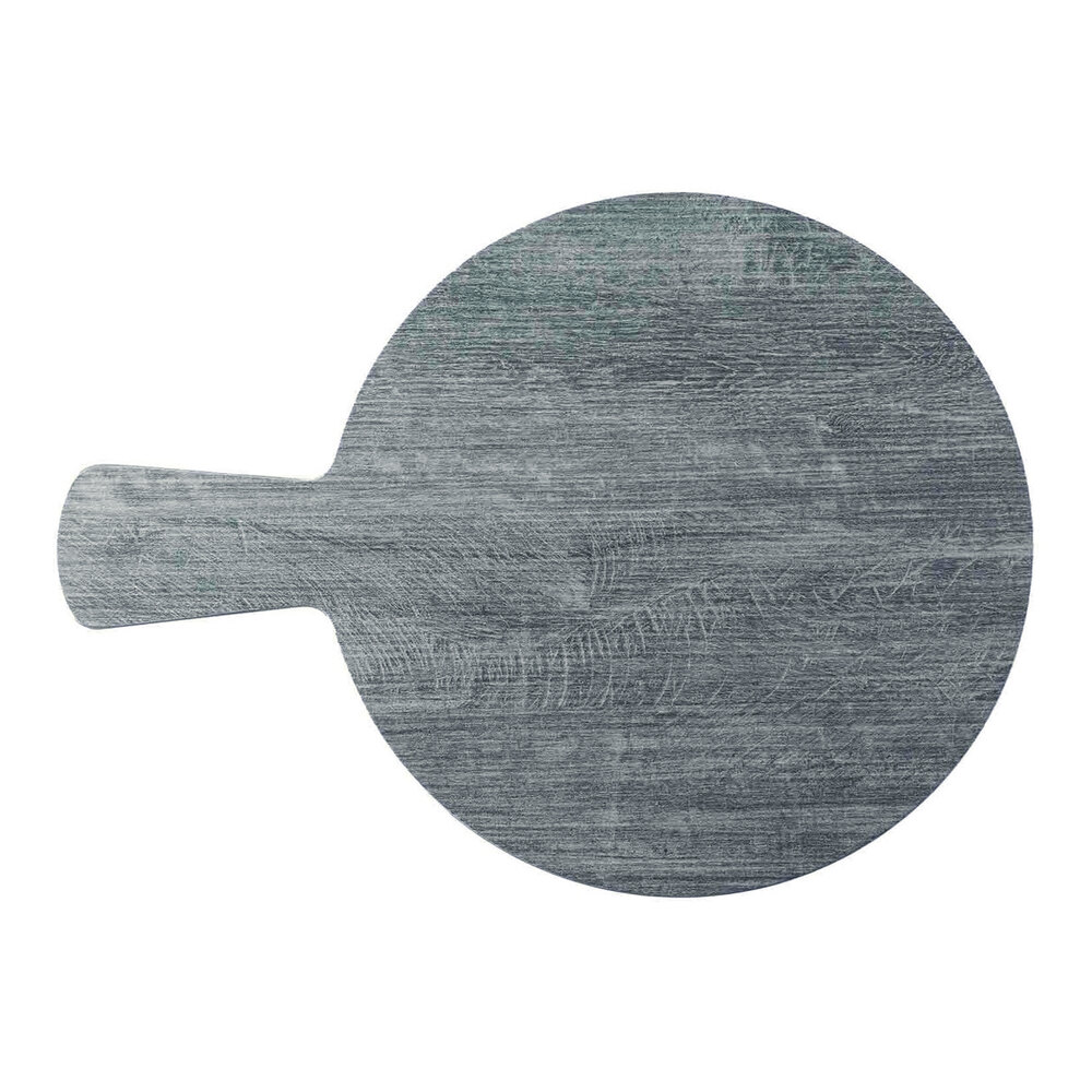 Tablecraft Smokehouse Collection 10" Round Gray Faux Wood Melamine Serving Board with 4 1/2" Handle - 6/Case