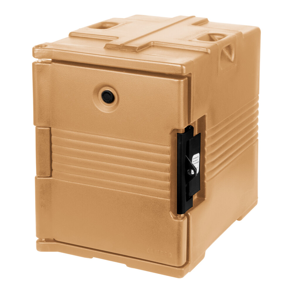 Cambro UPC400SP157 Ultra Pan Carrier® Coffee Beige Front Loading Insulated Food Pan Carrier with Security Package - Holds 6 Pans
