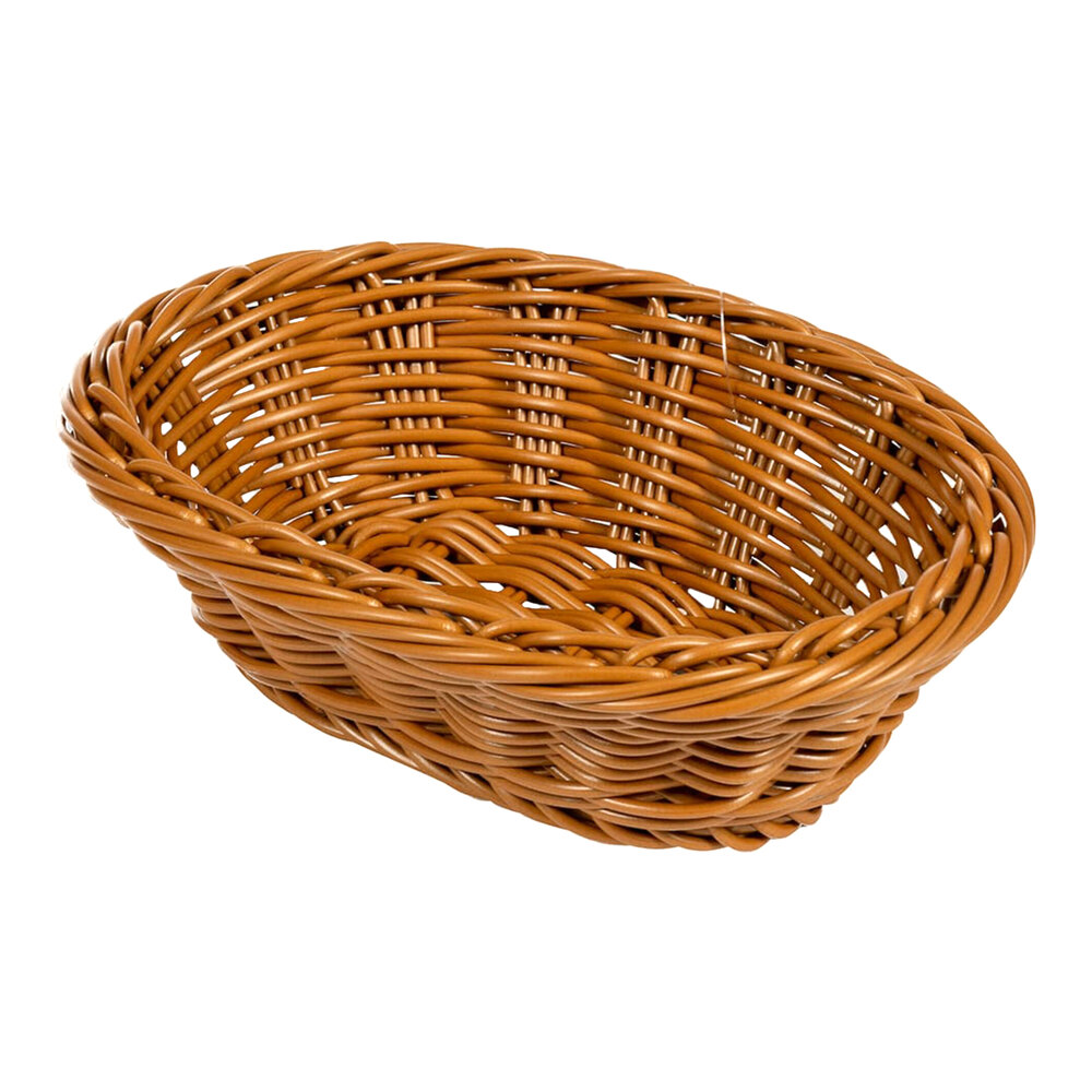 GET WB-1503-H Designer Polyweave 9" x 6 3/4" x 2 1/2" Honey Oval Plastic Basket - 12/Case