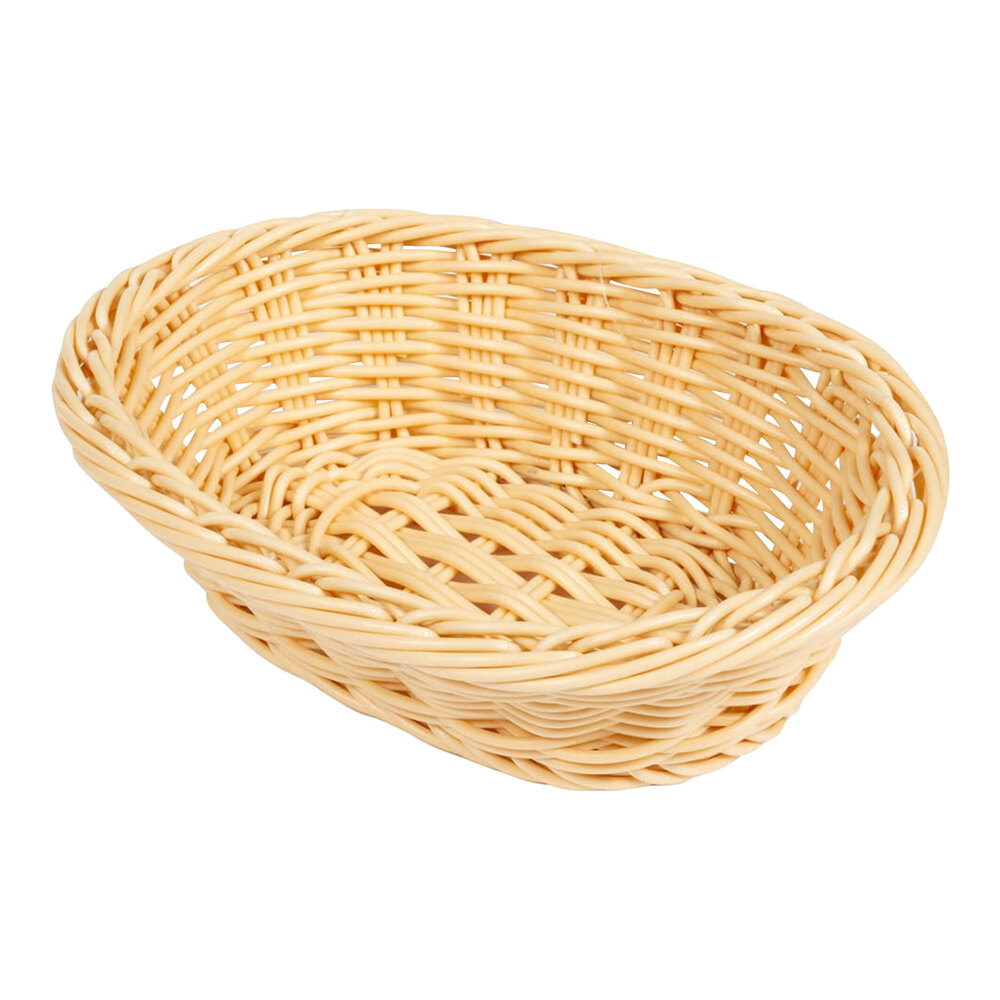 GET WB-1503-N Designer Polyweave 9" x 6 3/4" x 2 1/2" Natural Oval Plastic Basket - 12/Case