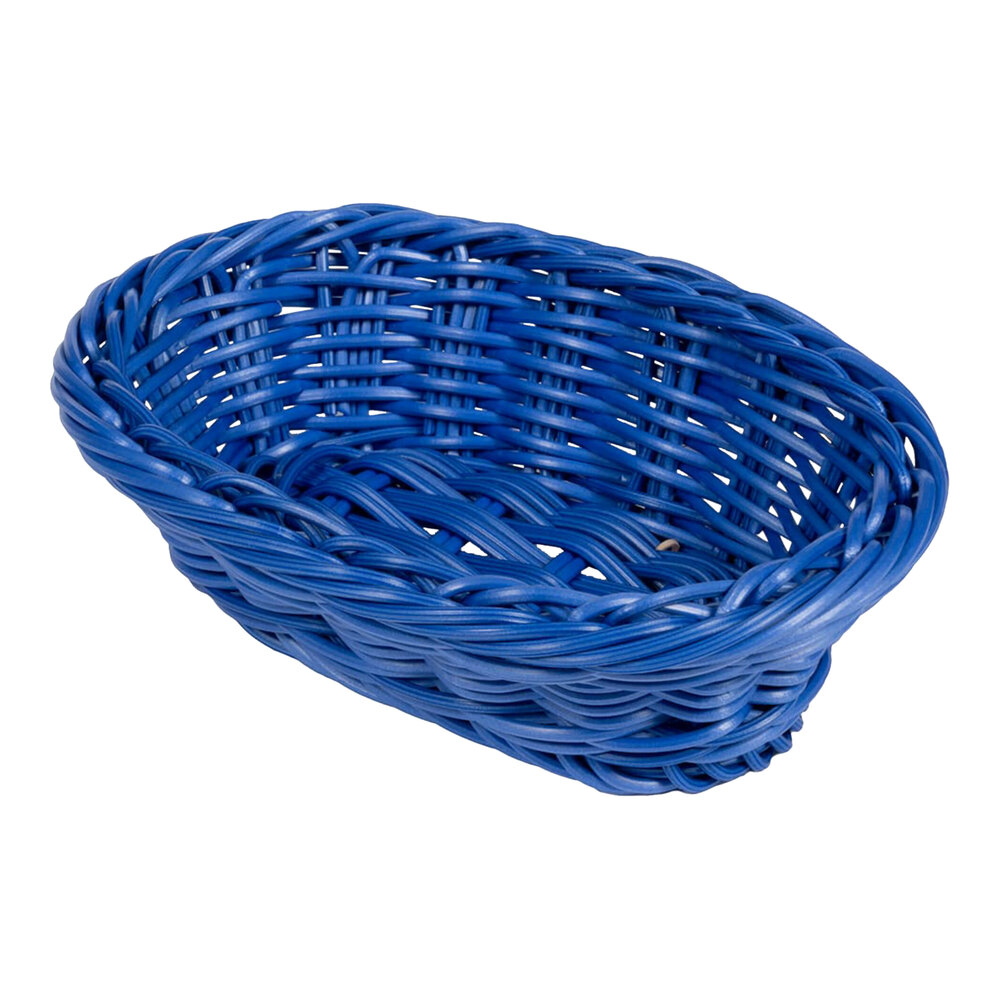 GET WB-1503-BL Designer Polyweave 9" x 6 3/4" x 2 1/2" Blue Oval Plastic Basket - 12/Case