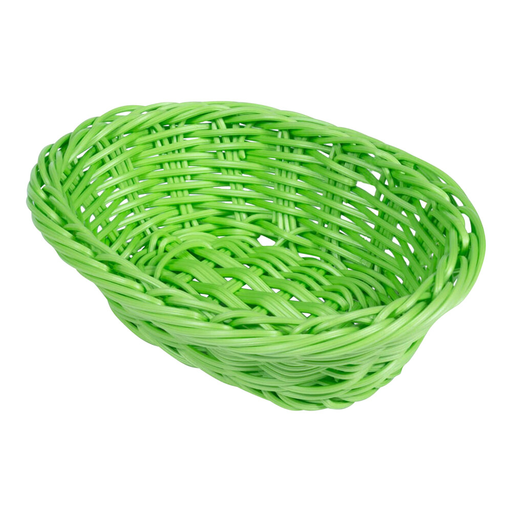 GET WB-1503-G Designer Polyweave 9" x 6 3/4" x 2 1/2" Green Oval Plastic Basket - 12/Case