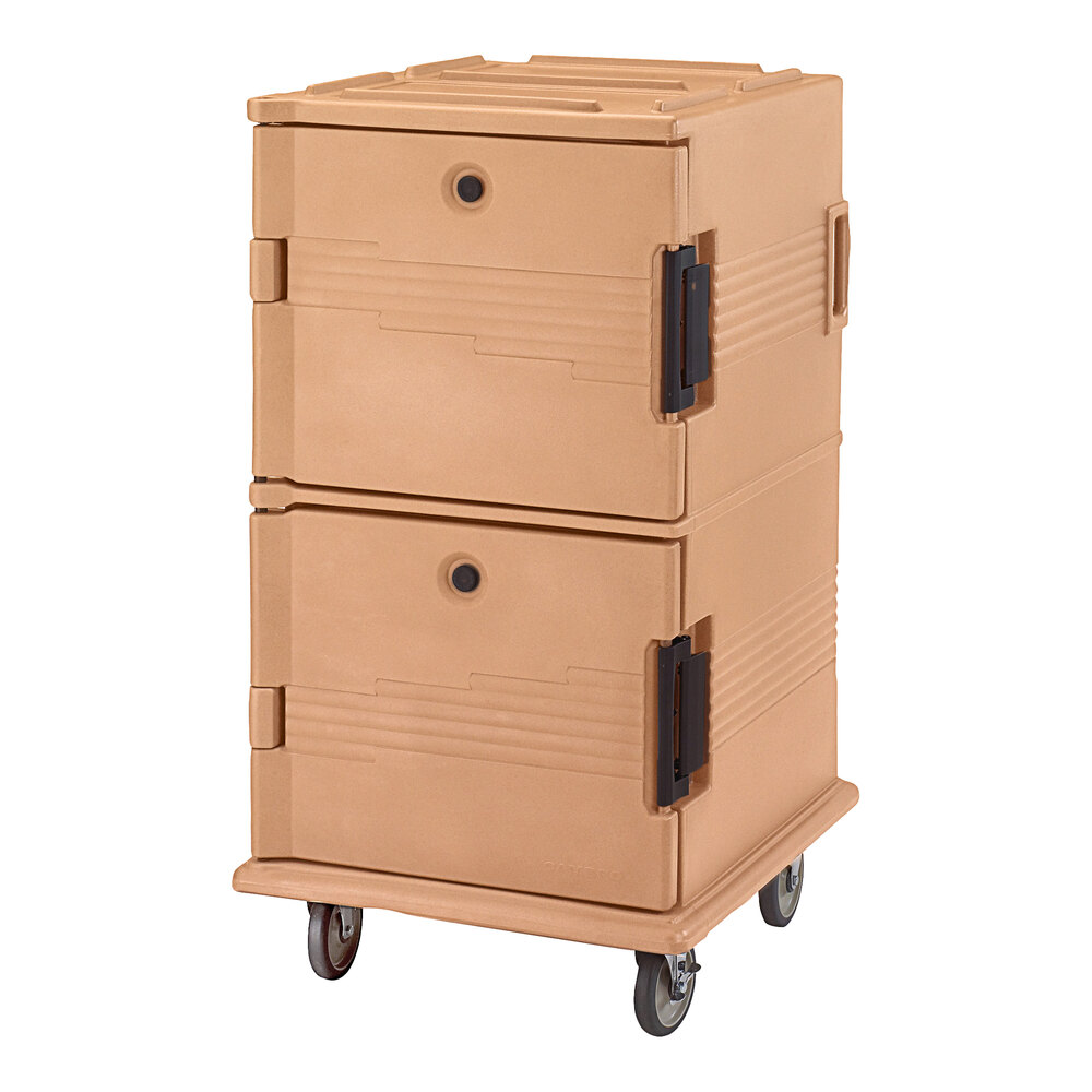 Cambro Ultra Camcart® Coffee Beige Gasketless Insulated Food Pan Carrier with Security Package and Casters - Holds 24 Pans UPCGL1600SP157