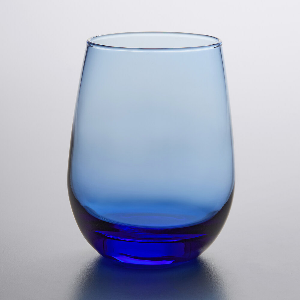 Libbey 15.25 oz. Tidal Blue Stemless White Wine Glass - Sample