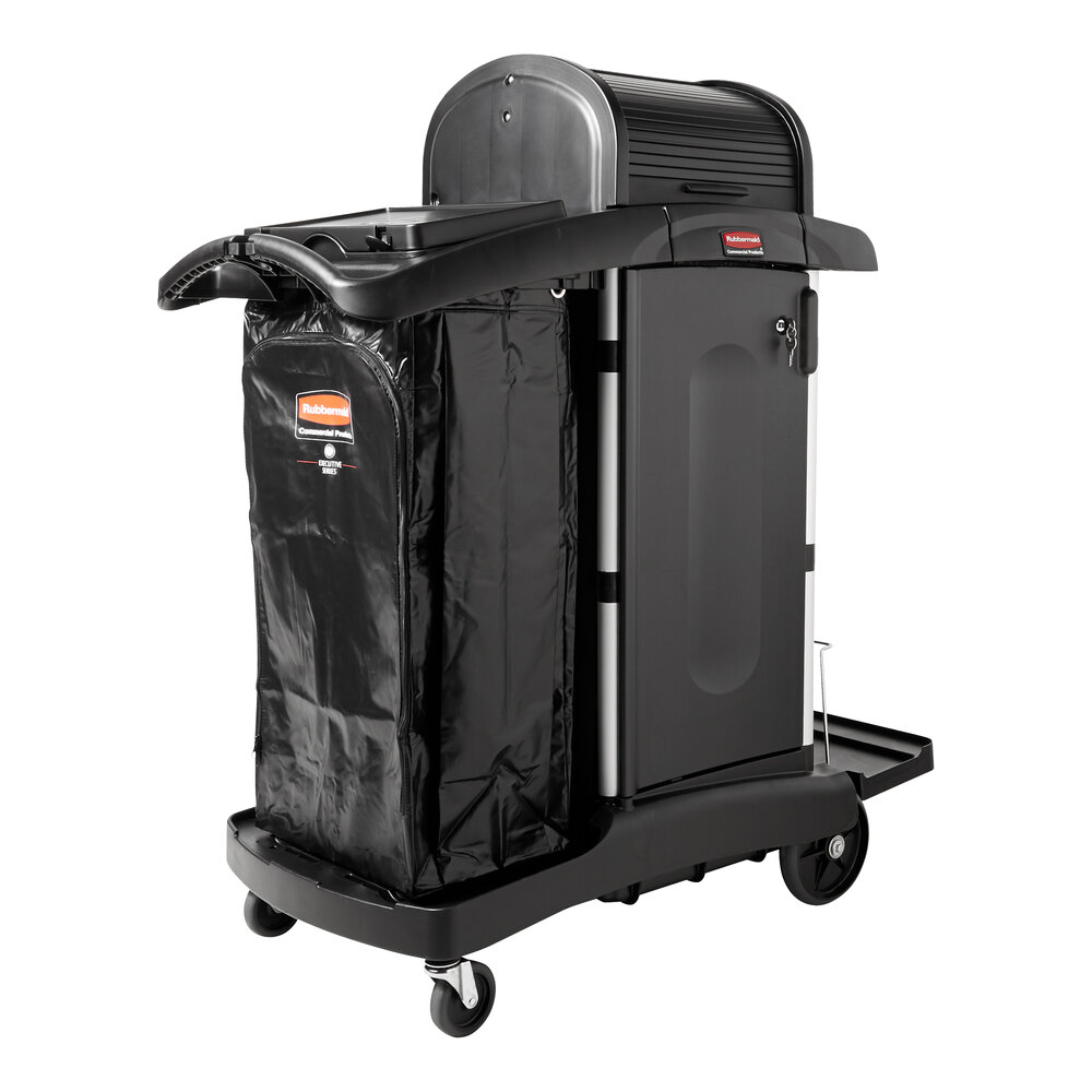 Rubbermaid® 1861427 Executive High Security Janitor Cart with Locking Hood and Cabinets