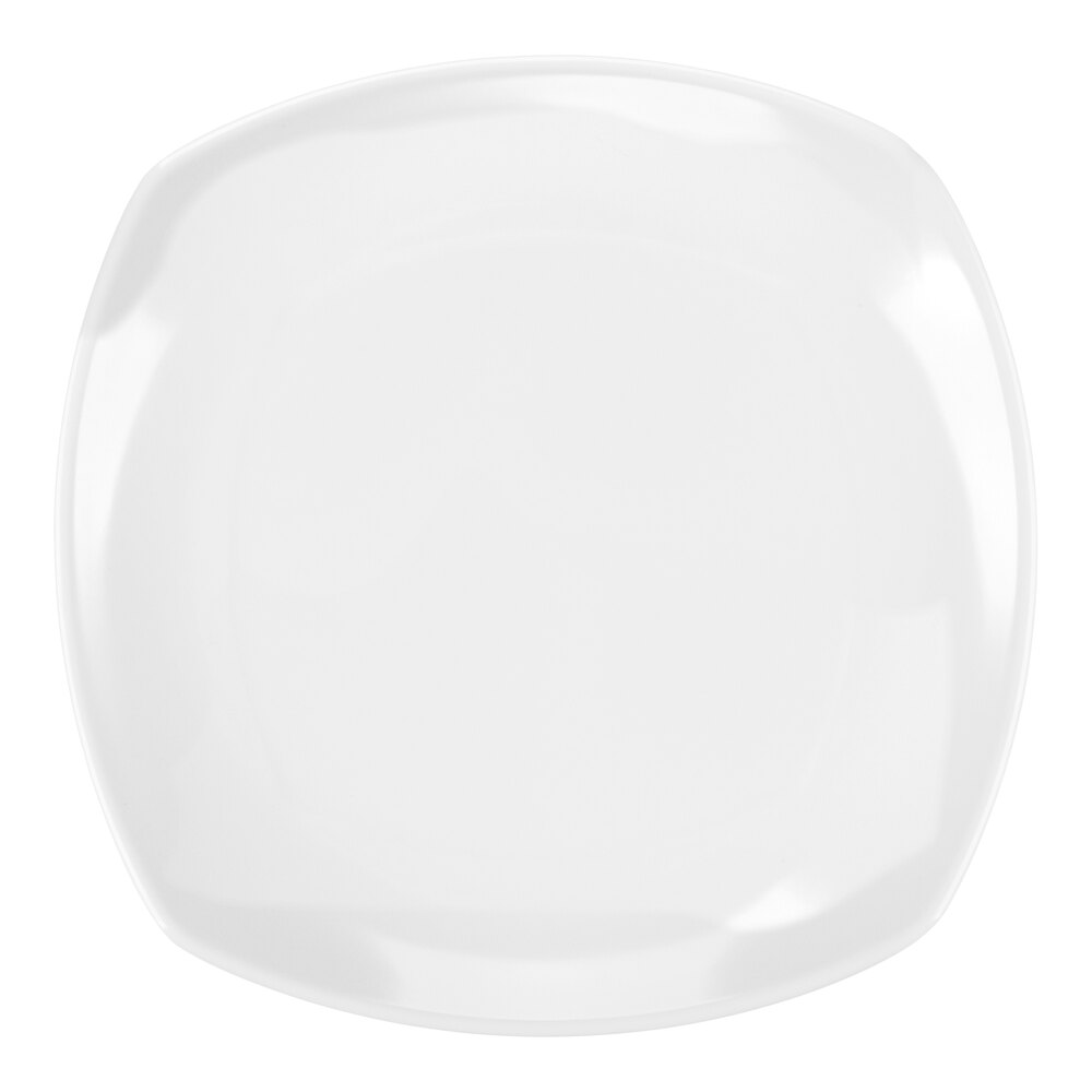 Carlisle 4330602 Upturned Corner 9 1/2" White Square Melamine Plate - 48/Case
