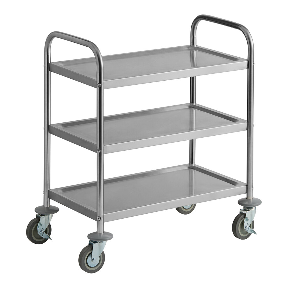 Choice 28" x 16" x 32" Knocked Down 24 Gauge Stainless Steel 3 Shelf Utility Cart