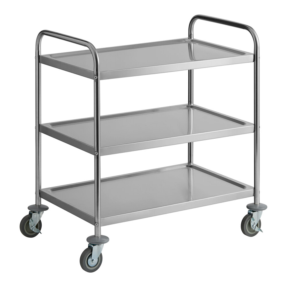 Choice 33 3/4" x 21" x 37" Knocked Down 24 Gauge Stainless Steel 3 Shelf Utility Cart