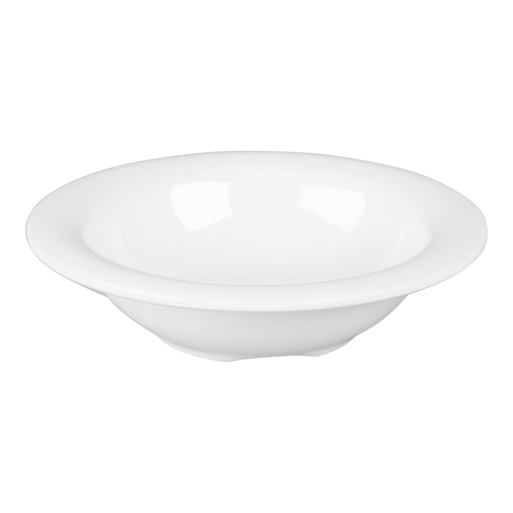 Carlisle 3304202 Sierrus 4.5 oz. 4 3/4" White Rimmed Melamine Fruit Bowl - 48/Case