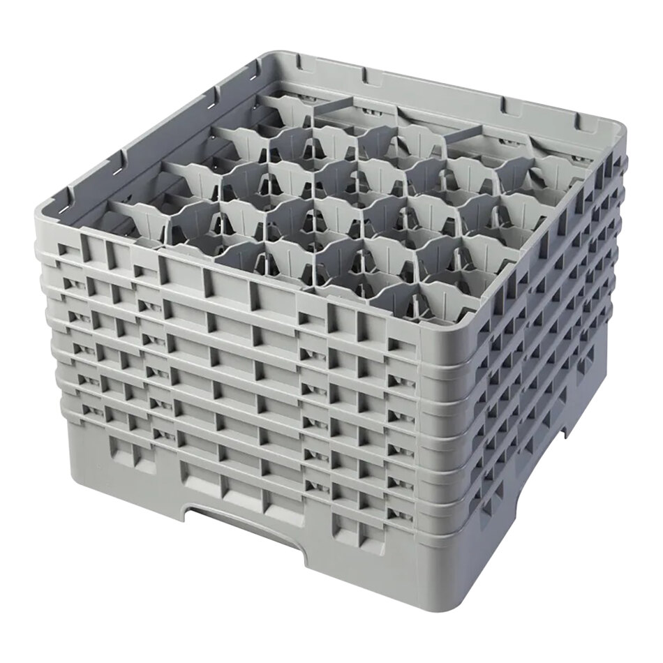 Cambro 20S1114151 Camrack 11 3/4" High Customizable Soft Gray 20 Compartment Glass Rack with 6 Extenders
