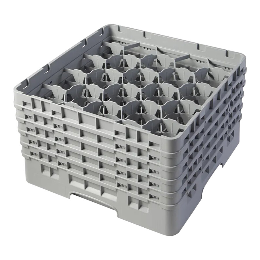 Cambro 20S958151 Camrack Customizable 10 1/8" Gray 20 Compartment Glass Rack with 5 Extenders