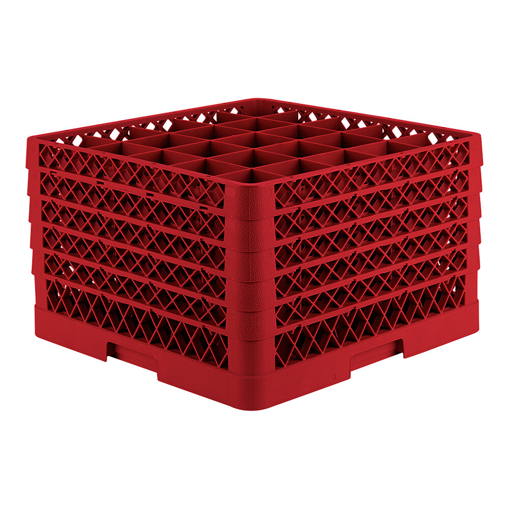Vollrath TR6BBBBB Traex® Full-Size Red 25-Compartment 11" Glass Rack