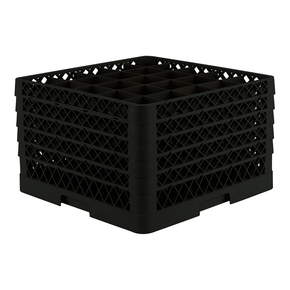 Vollrath TR6BBBBB Traex® Full-Size Black 25-Compartment 11" Glass Rack