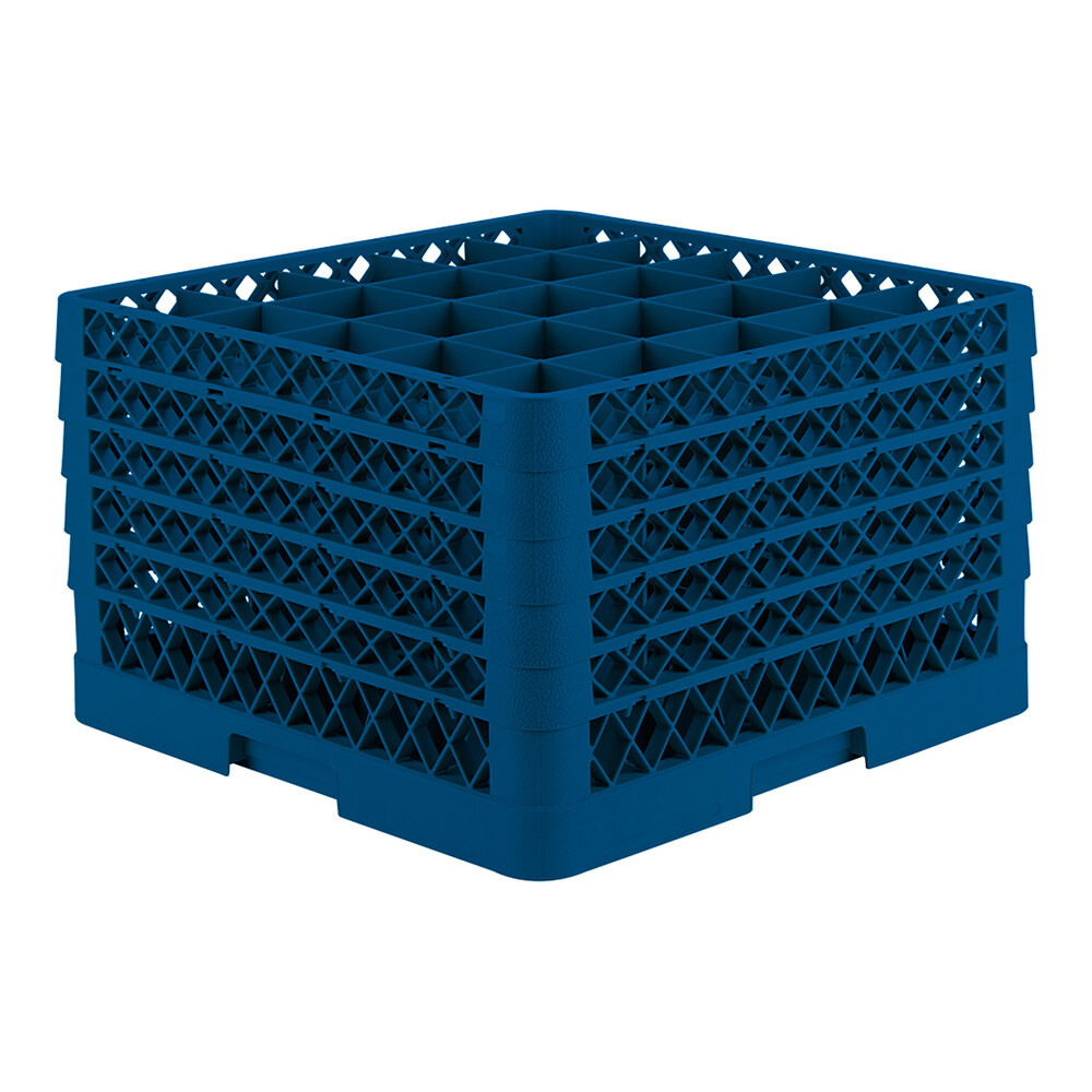 Vollrath TR6BBBBB Traex® Full-Size Royal Blue 25-Compartment 11" Glass Rack
